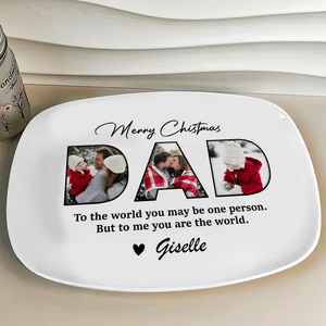 GeckoCustom Custom Photo Happy Father's Day, Merry Christmas Family Platter HA75 890712