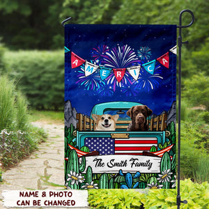 GeckoCustom Custom Photo Happy Fourth Of July Dog Garden Flag Dog TA29 889477