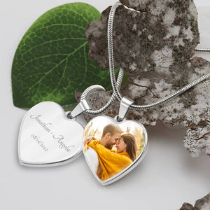 GeckoCustom Custom Photo Happy Valentine's Day Necklace TH10 892253 Silver-Plated With Square Box (Favorites)