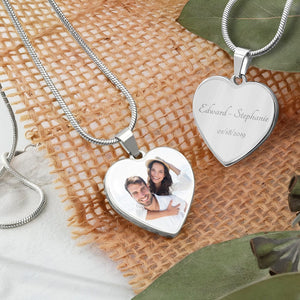 GeckoCustom Custom Photo Happy Valentine's Day Necklace TH10 892253 Silver-Plated With Square Box (Favorites)