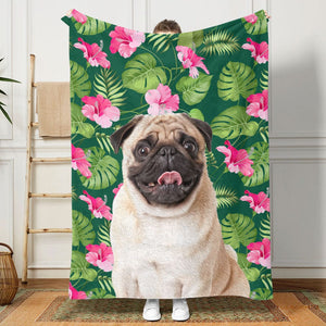 GeckoCustom Custom Photo Hawaiian Dog Blanket Oil Painting T368 890236