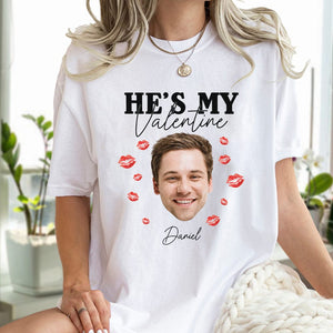 GeckoCustom Custom Photo He/She's My Valentine Couple Shirt HO82 893358