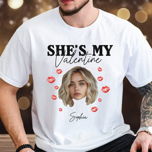 GeckoCustom Custom Photo He/She's My Valentine Couple Shirt HO82 893358