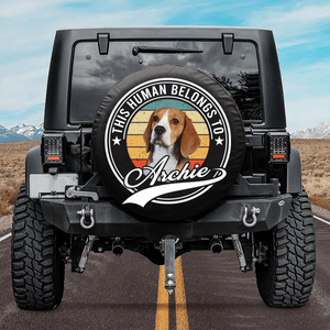 GeckoCustom Custom Photo Human Belongs To Dog Tire Cover T368 889798 No camera hole / 24 - 26 inches