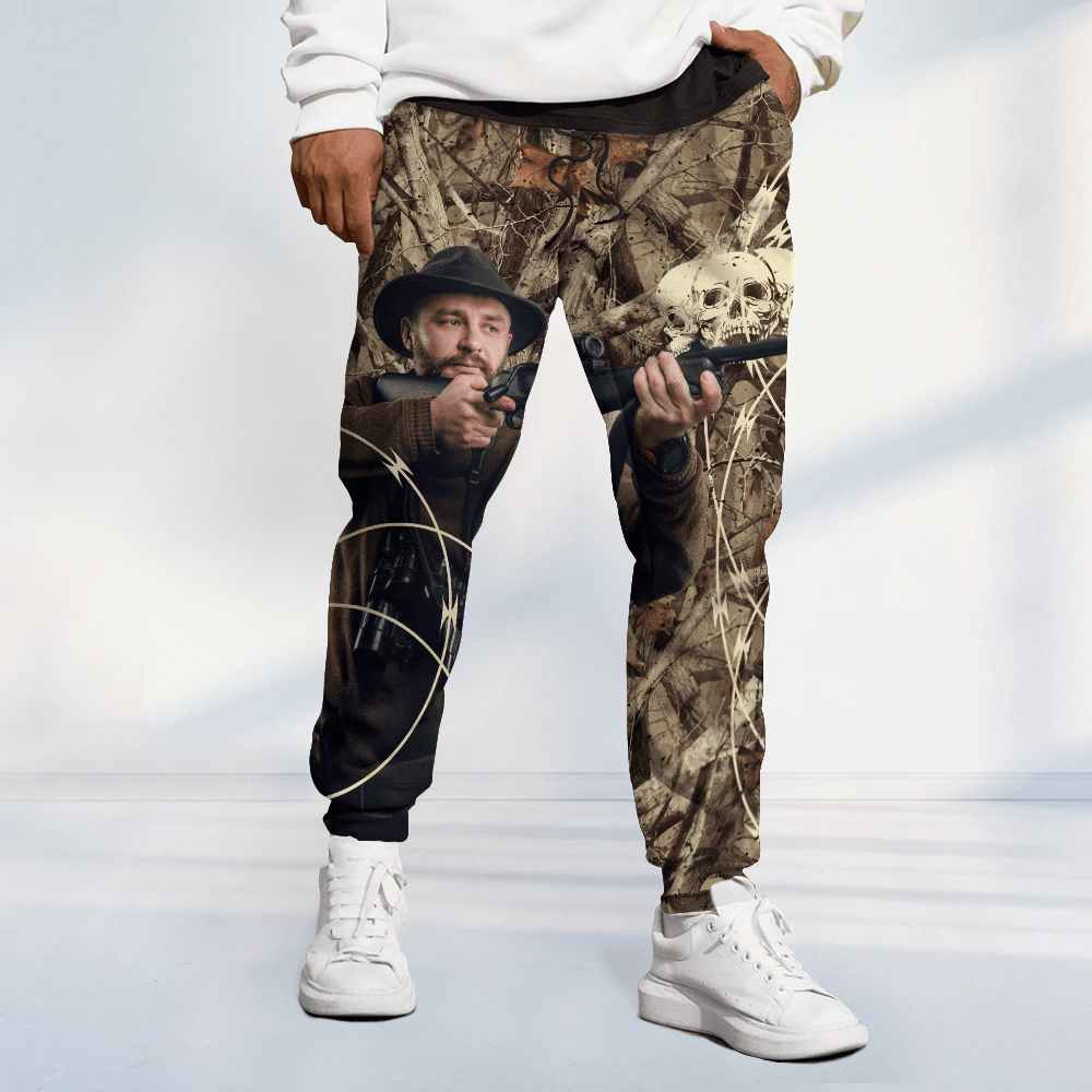 GeckoCustom Custom Photo Hunting With Camouflage Background Sweatpants N304 889830