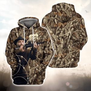 GeckoCustom Custom Photo Hunting With Camouflage Background T-Shirt N304 889846 Pullover Hoodie / S