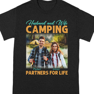 GeckoCustom Custom Photo Husband And Wife Camping Shirt DA199 890463