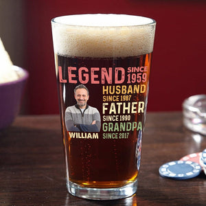 GeckoCustom Custom Photo Husband Father Legend Print Beer Glass TH10 891019 16oz