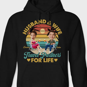 GeckoCustom Custom Photo Hussnband And Wife Travel Partners For Life Valentine Shirt TA29 890139