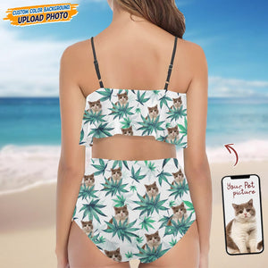 GeckoCustom Custom Photo I Like Cats And Weed Bikini Swimsuit N304 889320