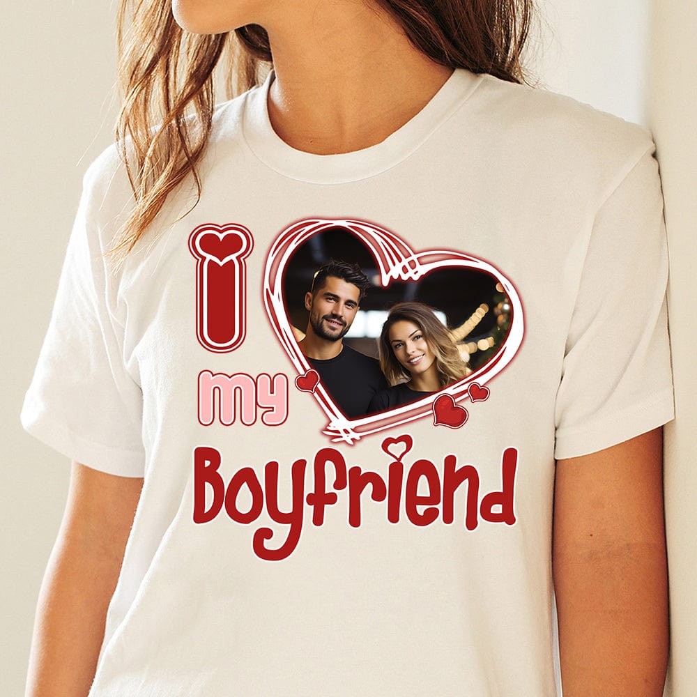 GeckoCustom Custom Photo I Love Him/Her Valentine Shirt K228 890125 Basic Tee / White / S