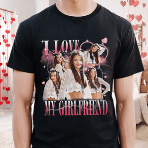 GeckoCustom Custom Photo I Love My Boyfriend/Girlfriend Vintage Style Couple Dark Shirt Valentine Gift HO82 893400