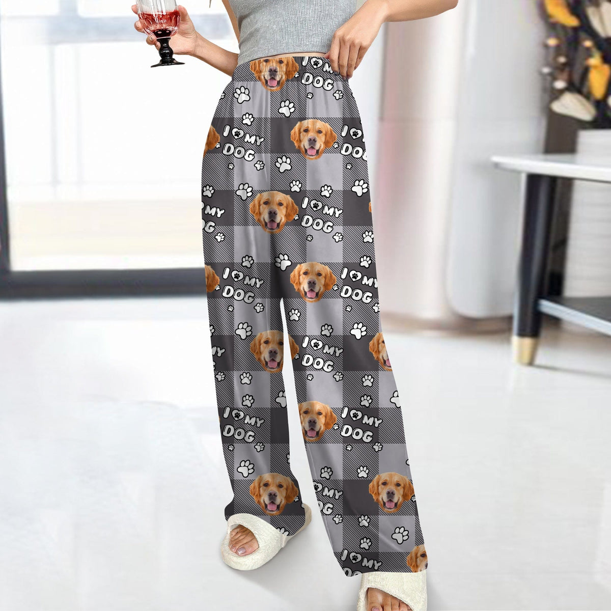 GeckoCustom Custom Photo I Love My Dog, I Love My  Cat  Pajamas HA75 895092