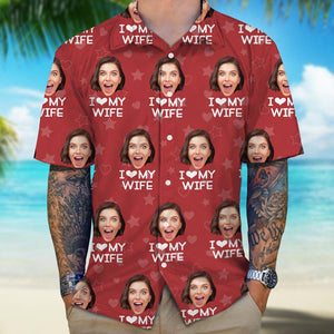 GeckoCustom Custom Photo I Love My Girlfriend Boyfriend Hawaii Shirt Valentines Gift For Him Her Husband Wife HA75 895044