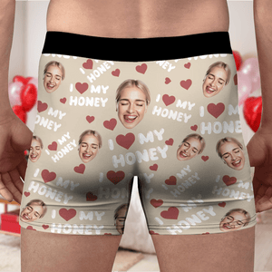 GeckoCustom Custom Photo I Love My Wife, Girlfriend Man's Boxer Valentine's Day, Anniversary Gift HA75 891806