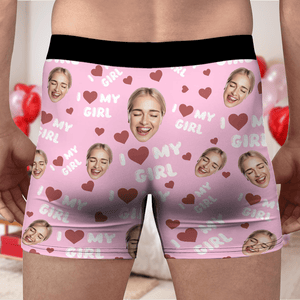 GeckoCustom Custom Photo I Love My Wife, Girlfriend Man's Boxer Valentine's Day, Anniversary Gift HA75 891806