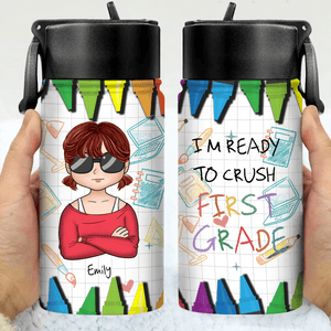 GeckoCustom Custom Photo I'm Ready To Crush Second Grade Back To School Gift Kid Water Bottle With Straw HO82 891348 12 oz