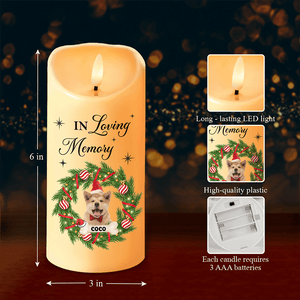 GeckoCustom Custom Photo In Loving Memory Dog Cat Pet Memorial LED Candle HA75 891734