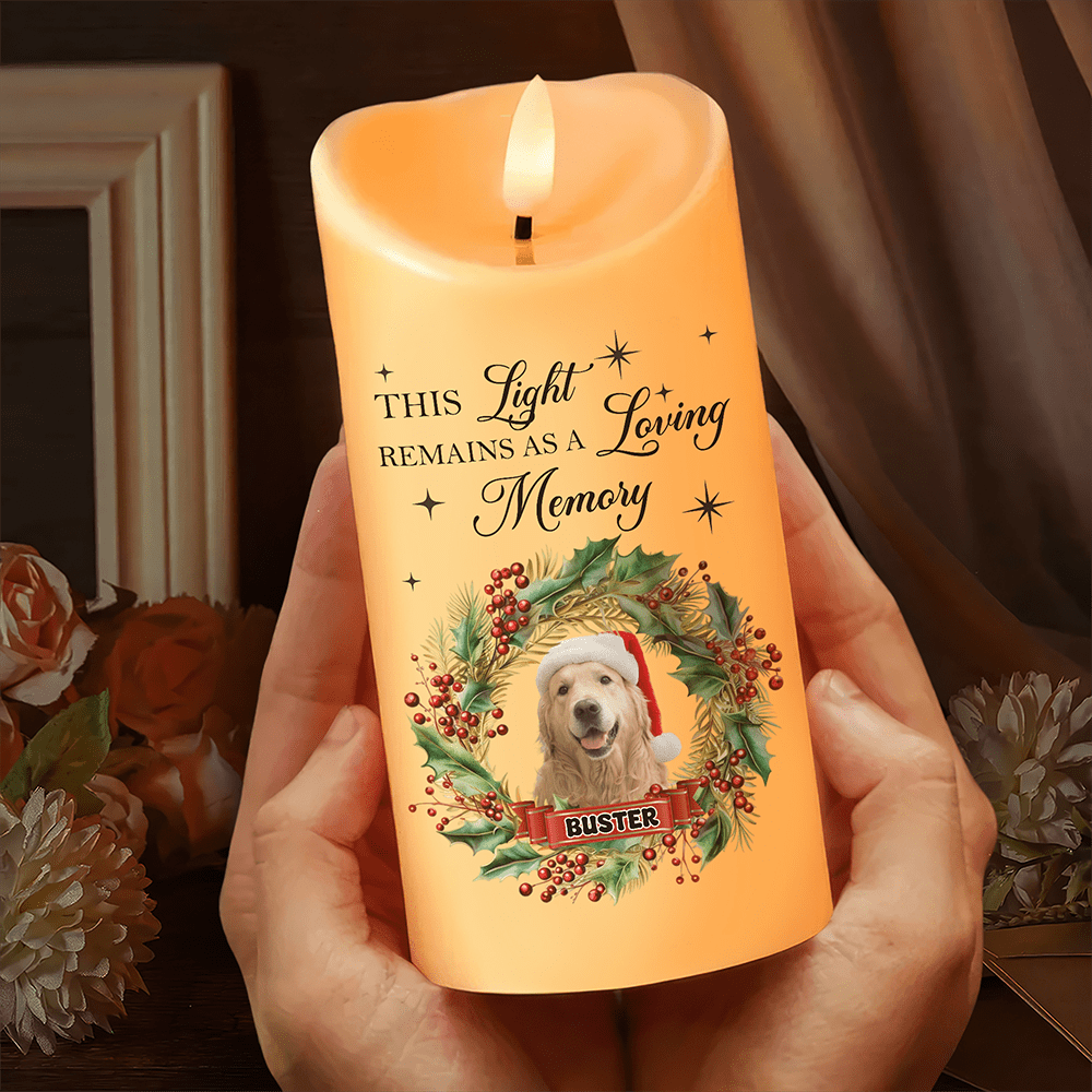 GeckoCustom Custom Photo In Loving Memory Dog Cat Pet Memorial LED Candle HA75 891734