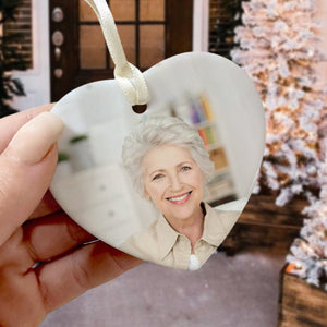 GeckoCustom Custom Photo In Loving Memory Memorial Heart Shaped Ceramic Ornament HA75 891466 1 Piece