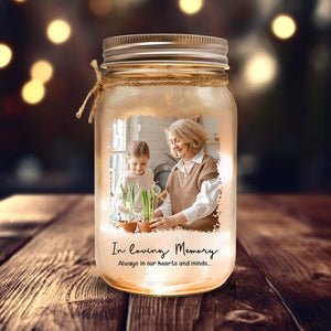 GeckoCustom Custom Photo In Loving Memory Memorial Mason Jar Light TH10 891429 16oz / 1 Side