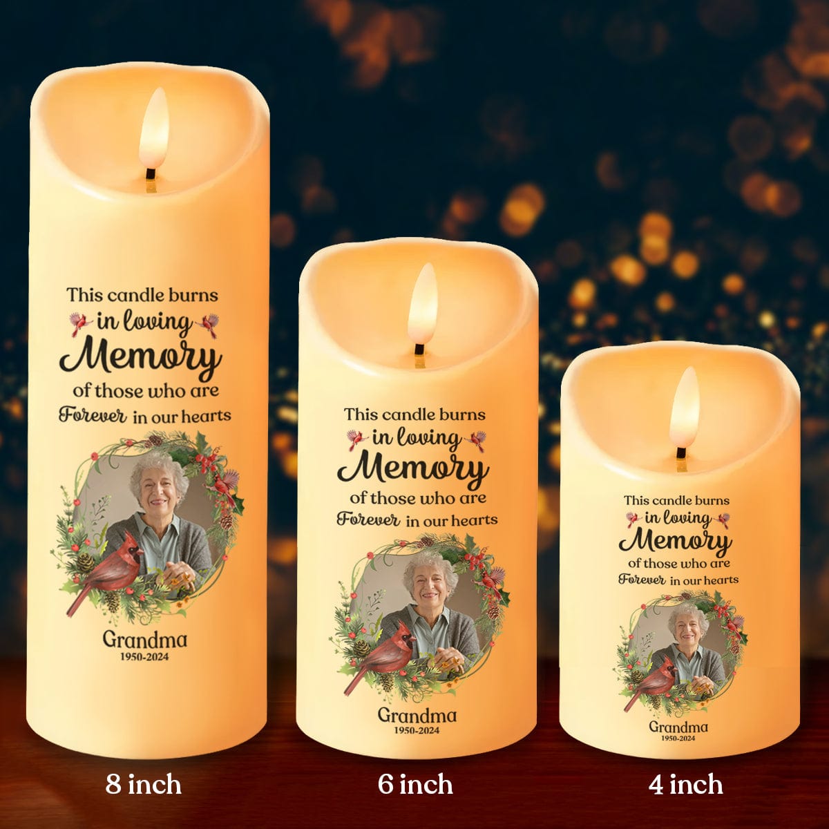 GeckoCustom Custom Photo In Loving Memory Of Precious Moments Memorial LED Candle HA75 891839