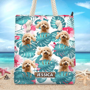 GeckoCustom Custom Photo It's Summer Time Dog Beach Tote Bag HA75 891168 12x14.2 in