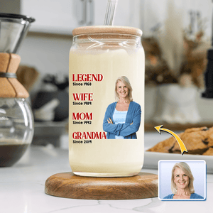 GeckoCustom Custom Photo Legend Wife Mom Grandma Daily Reminders Glass Tumbler TA29 890402