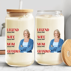 GeckoCustom Custom Photo Legend Wife Mom Grandma Daily Reminders Glass Tumbler TA29 890402