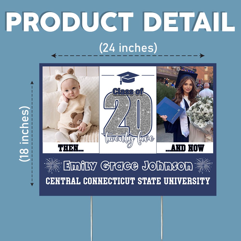 GeckoCustom Custom Photo Let's Make Memories All Grown Up Class Of 2025 Graduation Yard Sign HO82 893466