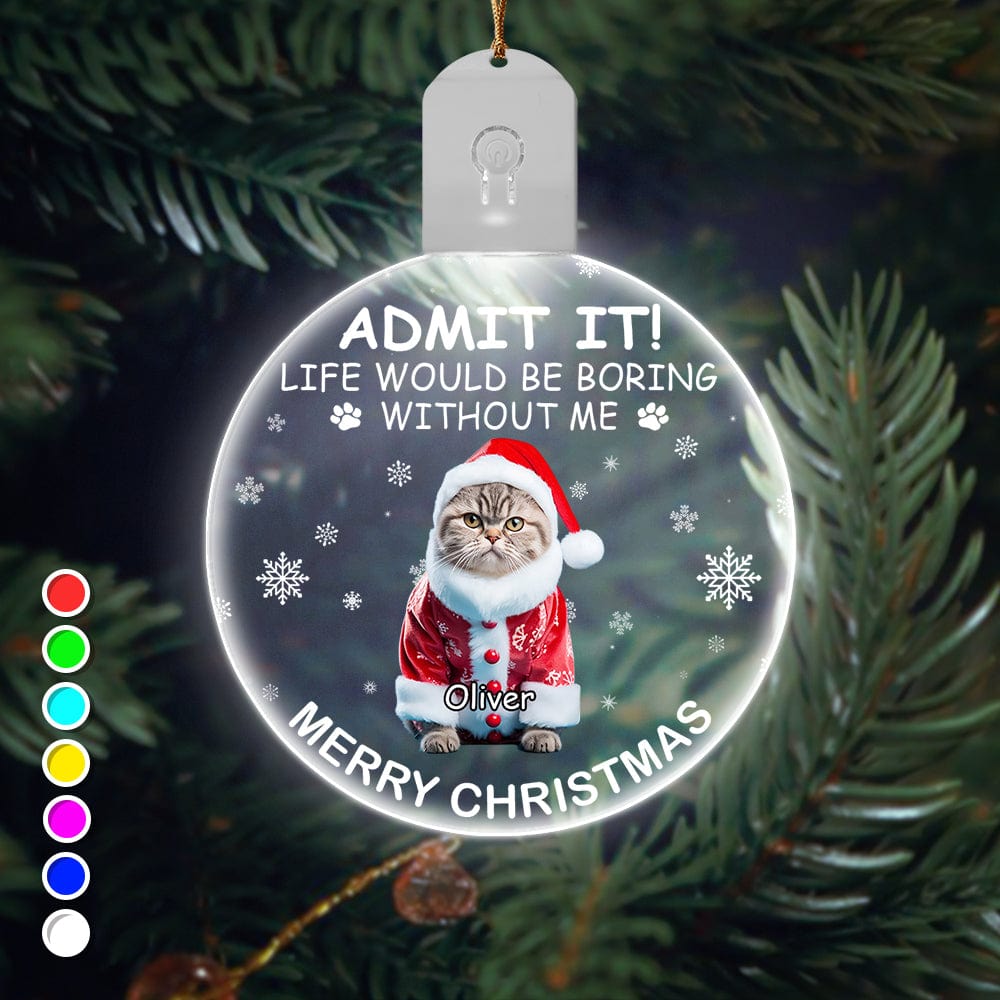 GeckoCustom Custom Photo Life Would Be Boring Without Me Dog Cat Circle Led Acrylic Ornament HO82 893218 3 inches