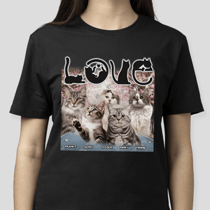 GeckoCustom Custom Photo Love Cats Vintage Bootleg For Cat Lovers Dark Shirt N304 890142 Basic Tee / Black / S