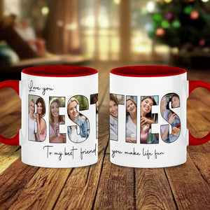 GeckoCustom Custom Photo Love You Bestie Accent Mug TH10 892231