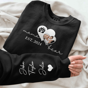 GeckoCustom Custom Photo Mama Bear Family On Sleeve Sweatshirt Personalized Gift T286 890408