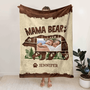 GeckoCustom Custom Photo Mama Bear For Mother's Day Blanket N304 890002