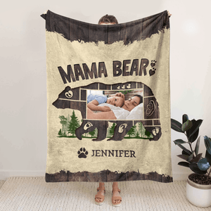 GeckoCustom Custom Photo Mama Bear For Mother's Day Blanket N304 890002