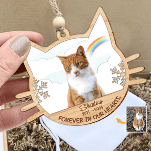 GeckoCustom Custom Photo Memories Cats Portrait Cat Wood Ornament N304 HN590 891333 4"