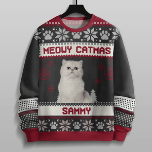 GeckoCustom Custom Photo Meowy Catmas Funny Cartoon Cats All-Over-Print Ugly Sweater HO82 893112