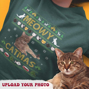 GeckoCustom Custom Photo Meowy Catmas Sweatshirt Hoodie Premium Shirt NA29 HN590