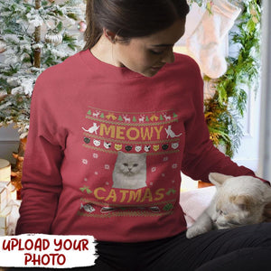 GeckoCustom Custom Photo Meowy Catmas Sweatshirt Hoodie Premium Shirt NA29 HN590 Sweatshirt (Favorite) / S Black / S