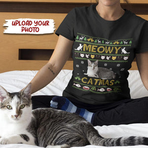 GeckoCustom Custom Photo Meowy Catmas Sweatshirt Hoodie Premium Shirt NA29 HN590 Premium Tee / P Black / S