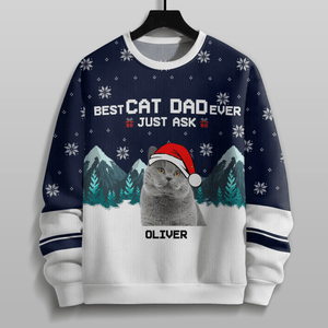 GeckoCustom Custom Photo Meowy Christmas Cat AOP Ugly Sweatshirt T368 HN590