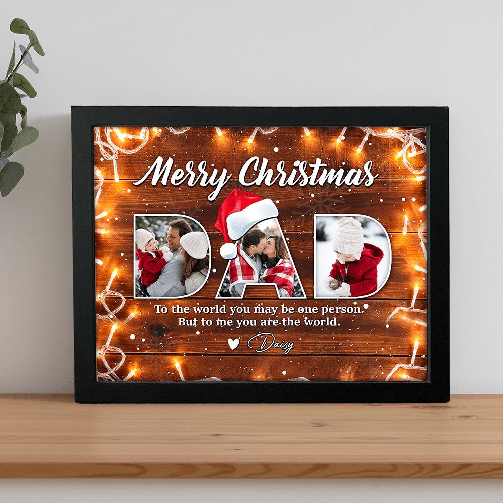GeckoCustom Custom Photo Merry Christmas For Dad Family Picture Frame TA29 889898 10"x8"