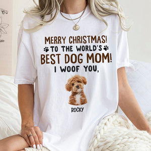 GeckoCustom Custom Photo Merry Christmas To The World Best Dog Dad, Best Dog Mom Shirt HA75 891758