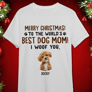 GeckoCustom Custom Photo Merry Christmas To The World Best Dog Dad, Best Dog Mom Shirt HA75 891758