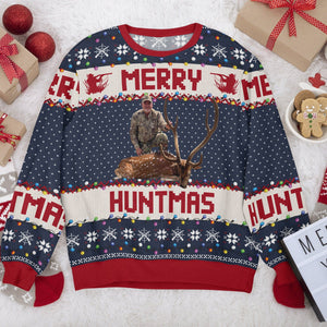 GeckoCustom Custom Photo Merry Huntmas Sweater Gift For Hunting Lovers HA75 891764