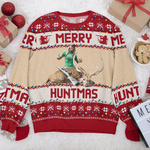 GeckoCustom Custom Photo Merry Huntmas Sweater Gift For Hunting Lovers HA75 891764