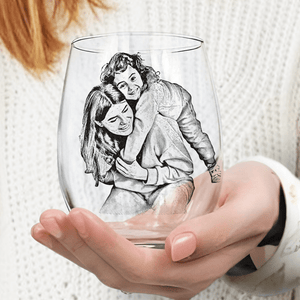 GeckoCustom Custom Photo Mom & Daughter, Mom & Son Family Stemless Wine Glass Unique Mother's Day Gift HO82 893412 14.5 oz