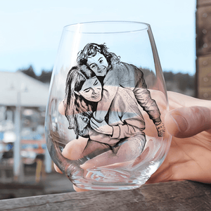 GeckoCustom Custom Photo Mom & Daughter, Mom & Son Family Stemless Wine Glass Unique Mother's Day Gift HO82 893412 14.5 oz