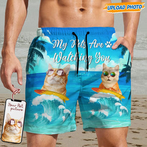 GeckoCustom Custom Photo My Cat Is Watching You Beach Short N304 889246